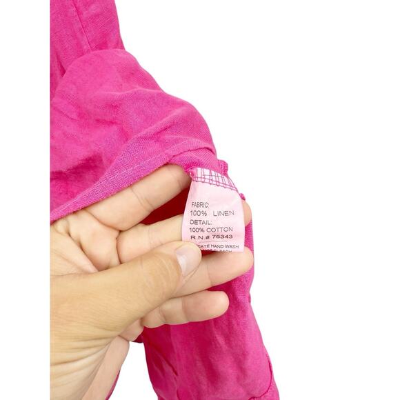 Bellambra 100% Linen Dress Women’s Size L Pink High Neck Modest Italy Sundress - Picture 3 of 6